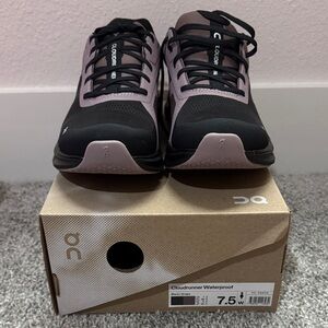 On Running Cloudrunner Waterproof Black and Purple Athletic Shoes